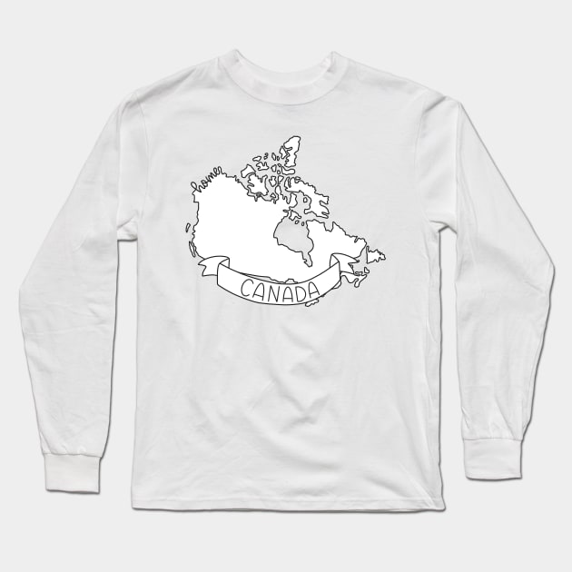 Canada Home Country Map Outline Long Sleeve T-Shirt by Sofia Sava